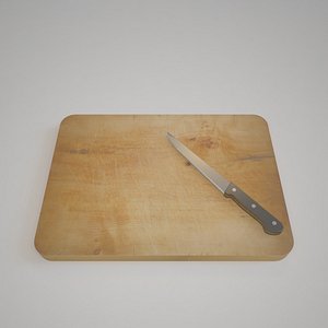 Cutting wood board 1 with knife