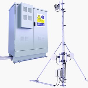 Rooftop Cell Tower 9 and Base Station Box SET 3D model