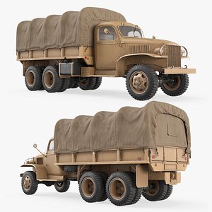 Vintage Military Cargo Truck with Canvas Top Sand 3D model