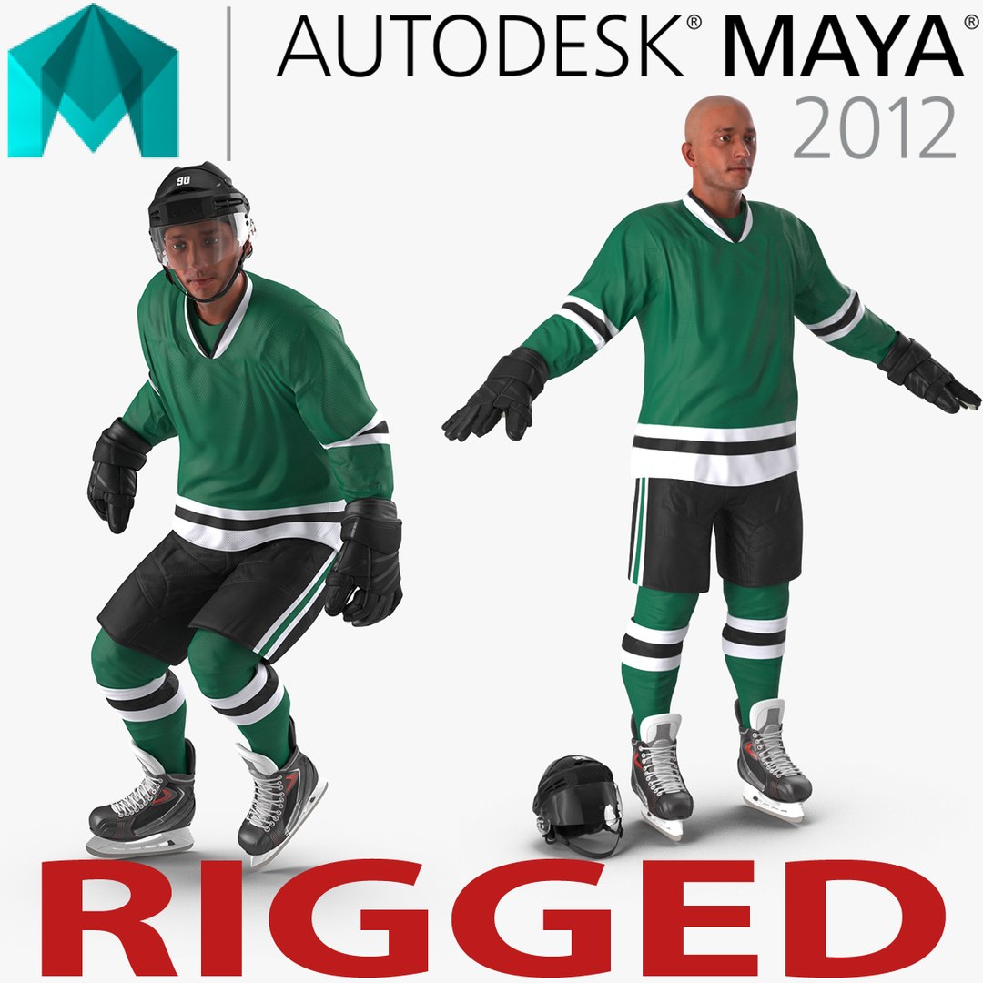Hockey Player Generic Rigged for Maya 3D Model 3D model preview
