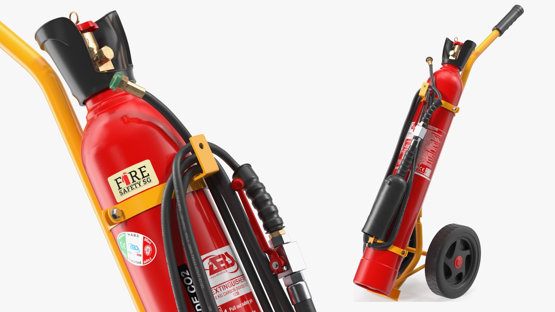 ABS SRL CO2 Trolley Fire Extinguisher 10Kg 3D model preview