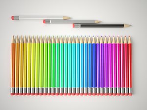 3d multicolor pencils set model