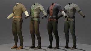 Four Guard Man Suits 3D model
