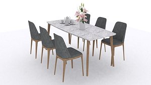 3D model Luxury dining table wood jati