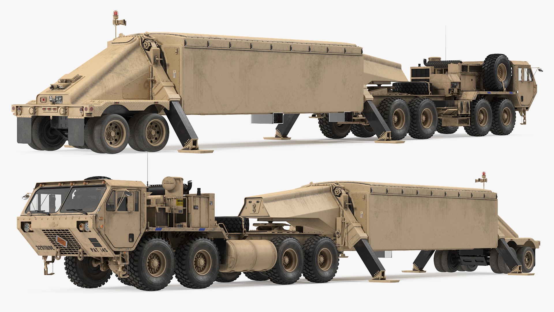 M983 Tractor with TPY2 XBand Radar Desert 3D model preview