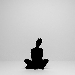 3D woman sitting silhouette model