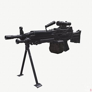 M249 Machine Gun Low Poly Game-Ready