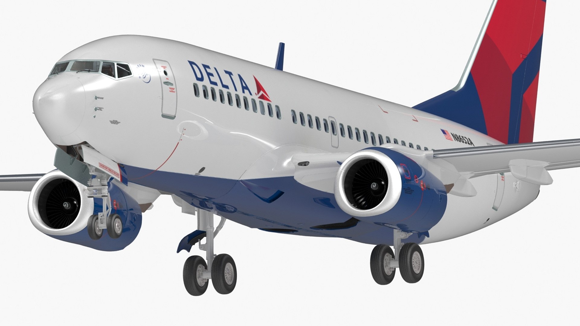 Delta Air Lines Boeing 737-700 with Interior Rigged for Cinema 4D 3D model preview