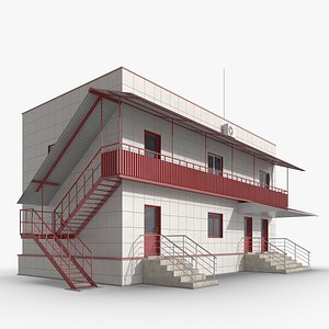 Modular Administrative Building White Facade 3D model
