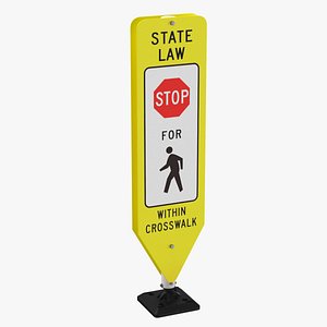 Crosswalk sign Stop and Yield Single and Multiple 3D model
