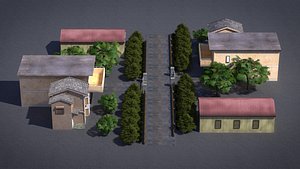 3D Countryside Brickwall House model