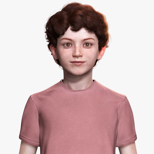 3D Ethan - Realistic Child With Freckles kid Low-poly