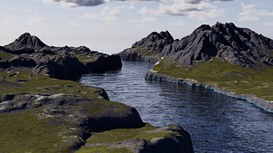 Riverbank fjord terrain model