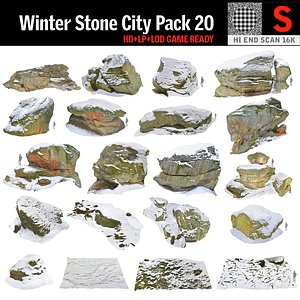 rock cliff winter 3D model