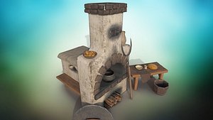 Stiltized baking oven PBR low-poly game ready 3D model