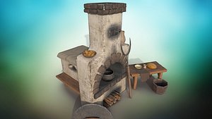 Stiltized baking oven PBR low-poly game ready 3D model