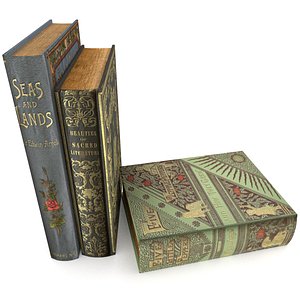 realistic book set 2 3d model
