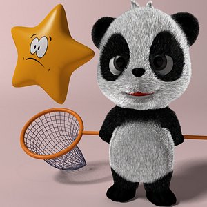 cartoon panda rigged anime 3D