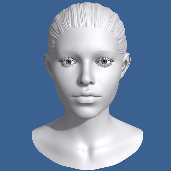 polygonal female head 3d c4d