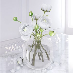 3D camellia vase