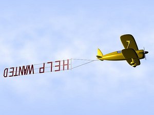free biplane banner help wanted 3d model