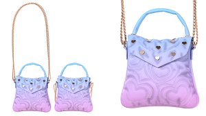 3D Lovely Heart Embellished Handbag Purple pastel model