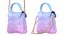3D Lovely Heart Embellished Handbag Purple pastel model