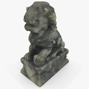 jade chinese lion statuette c4d