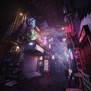 Cairo Streets - Day and Night - Animated Neon Signs - Egyptian Cyberpunk 3D model