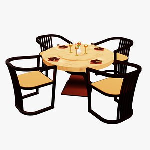 3D Restauran table and chair set