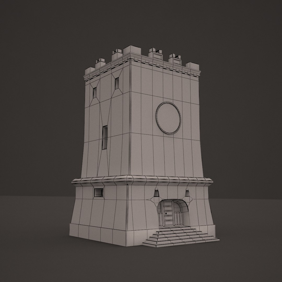 3d old city tower building