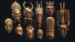 3D African tribal mask model