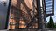 Fire Escape Black with Brick Wall of House