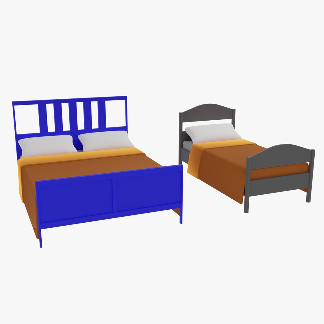 3D Single and double bed TurboSquid 1810392