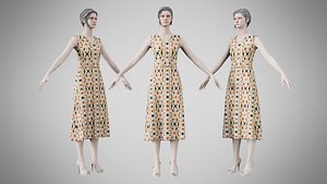 Dress 02 Abstract Tribal Stripe 3D model