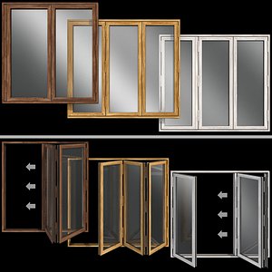 folding stained glass wooden doors 3D model