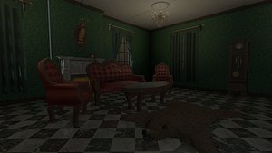 3D victorian living room pack model