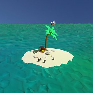 Low Poly Pirate Island 3D model