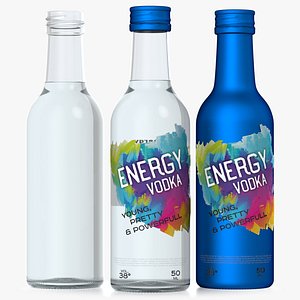 Glass Bottle 5 cl. Alcohol bottle. Metal bottle