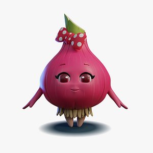 3D red onion 3D character 