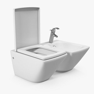 wall toilet bidet white 3D model