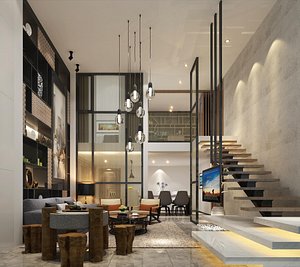 3D model Apartment - living room set - kitchen