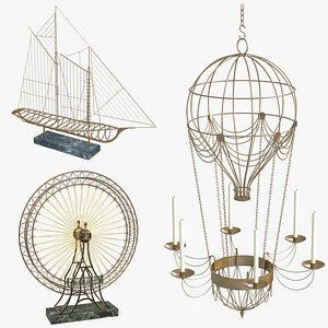 3D Wire Sculptures and Candle Chandelier Set