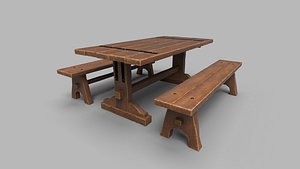 Dining Table Medieva l 1 3D model
