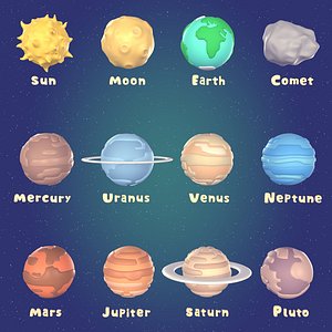 Space Pack - Earth - Moon - Mars - Planet - Comet