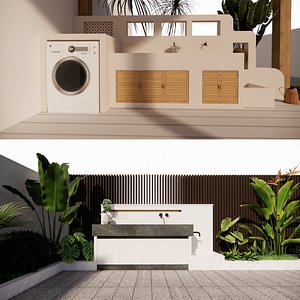 Bathroom Cabinet With Sink -B4 3D model