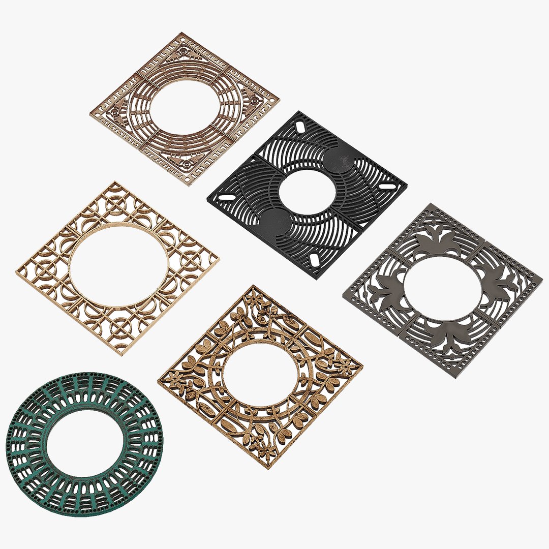 3D A Collection Of 6 Unique Models Of Decorative Tree Grates Model ...