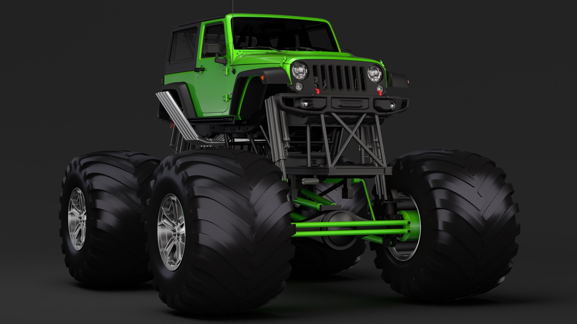 3D Model Monster Truck Jeep Wrangler - TurboSquid 1292652