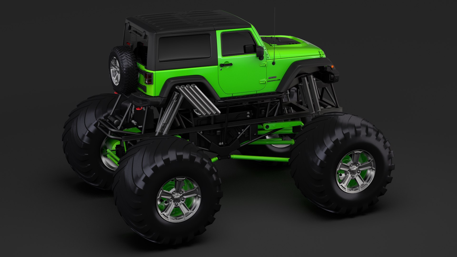 3D Model Monster Truck Jeep Wrangler - TurboSquid 1292652