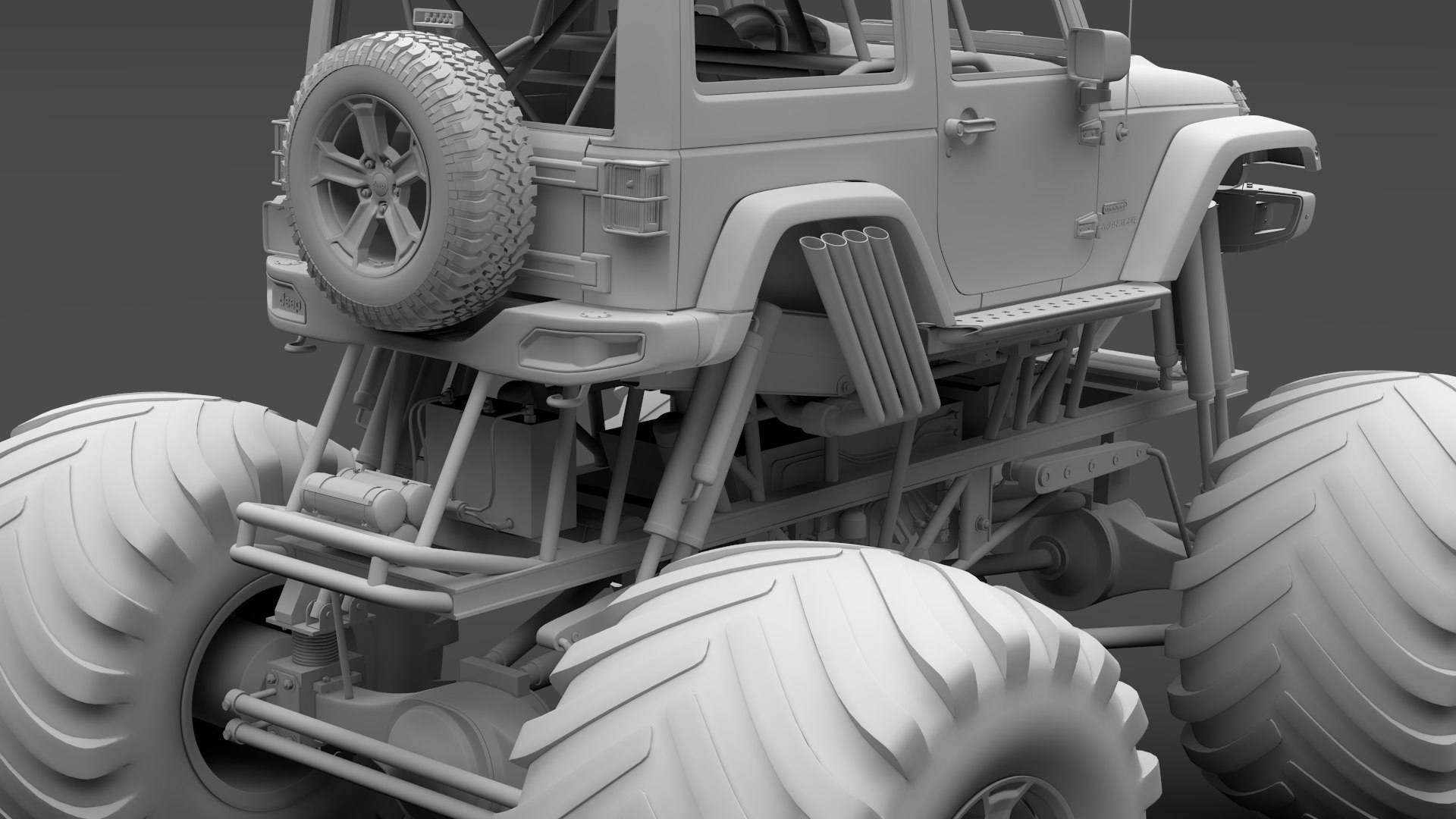 3D Model Monster Truck Jeep Wrangler - TurboSquid 1292652